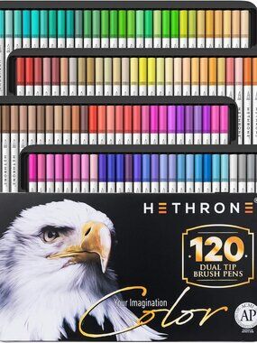 NEW 120 Colors Art Supplies Brush Markers Pens for Adult Coloring Books School D